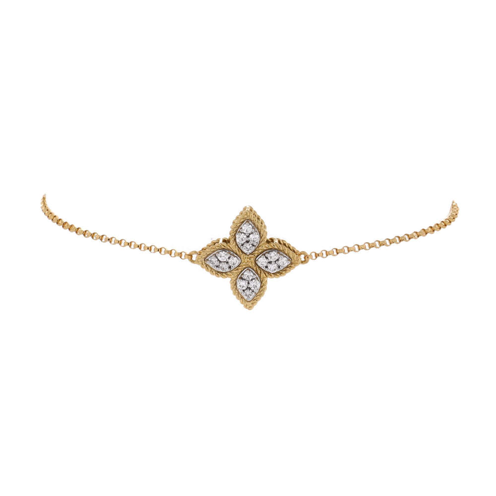 Roberto Coin Princess Flower Bracelet 18K Yellow Gold with Diamonds
